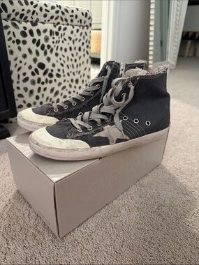 Golden Goose  High-Top Canvas Sneakers - Charcoal Gray